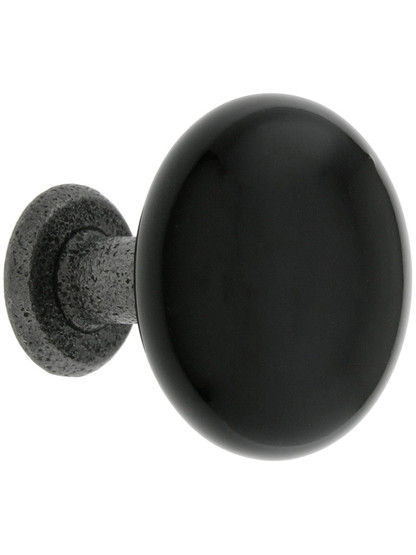1 1/4 inch Madison Black Cabinet Knob with Antique Steel Shank.
